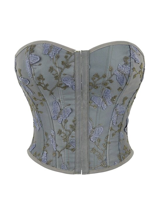 Other - Grey Butterfly Embroidered Corset Top - M